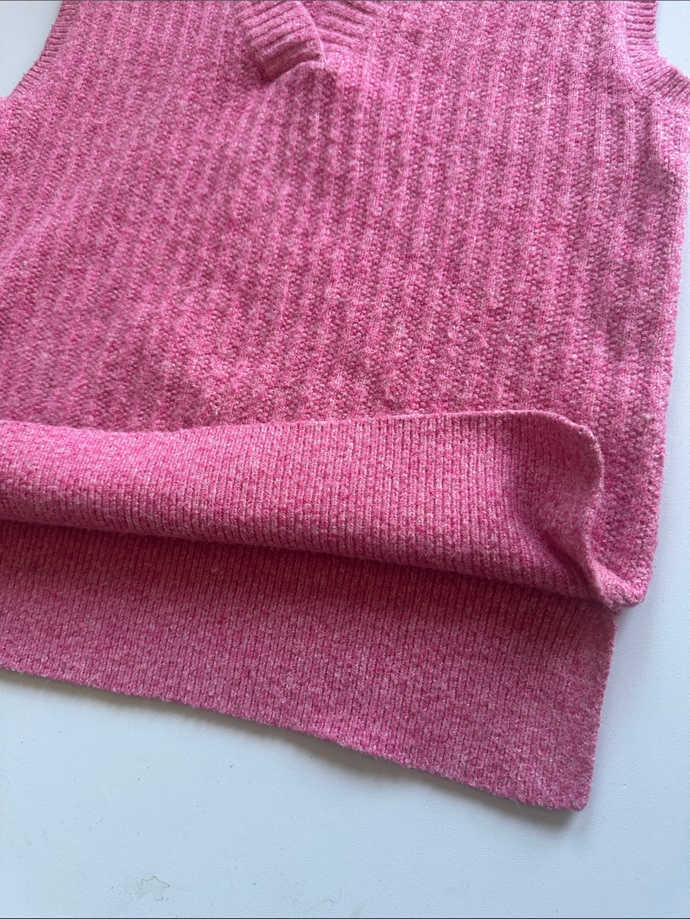 Pink Ribbed V-Neck Sweater Vest - Picture 6 of 11